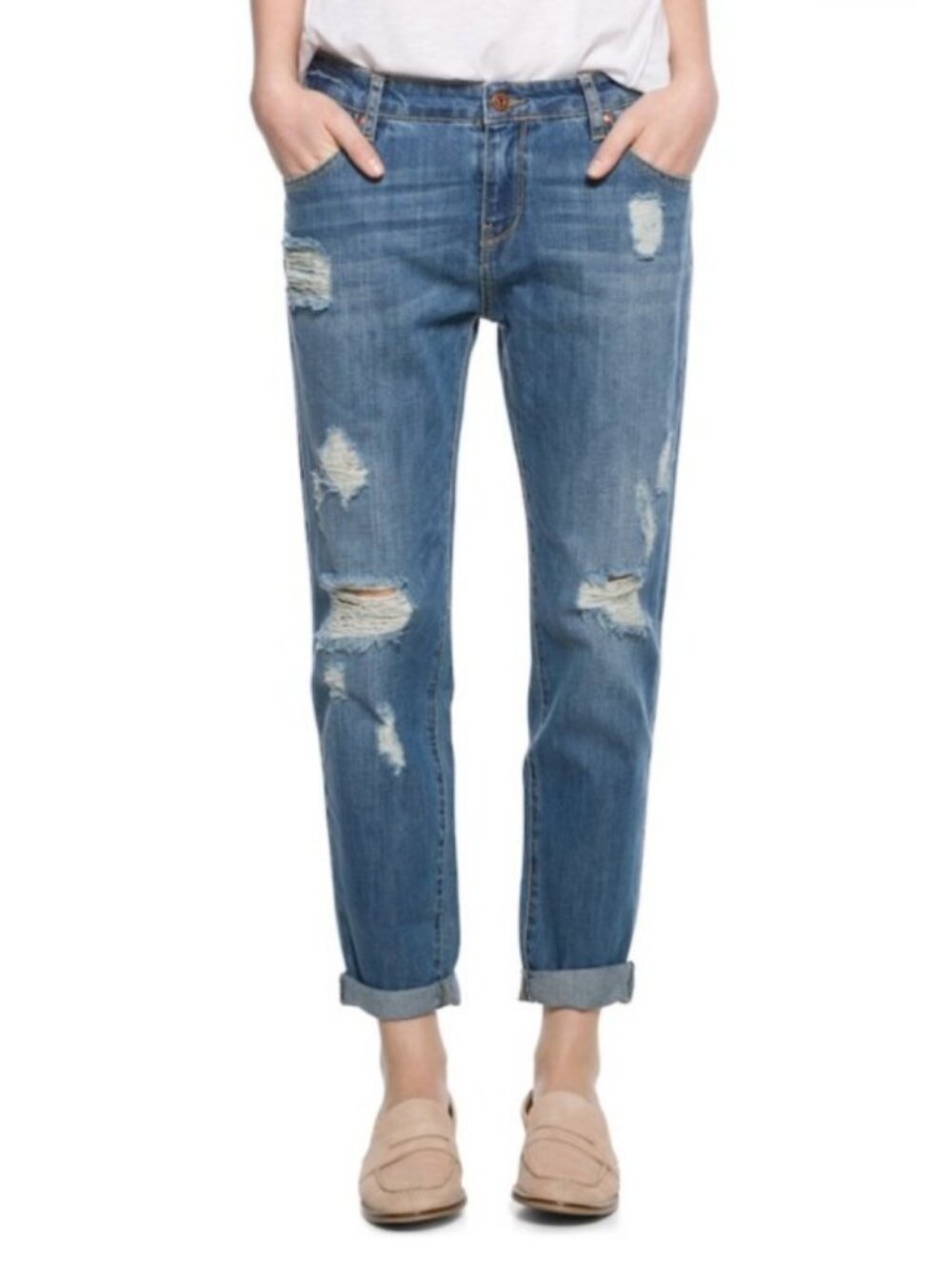2/$30 Mango Angie Boyfriend Distressed Skinny Jeans Sz. 2 #2435